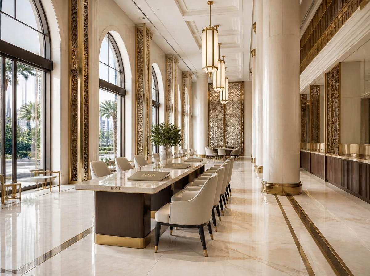 A corporate banking hall in Dubai where a business account is being opened