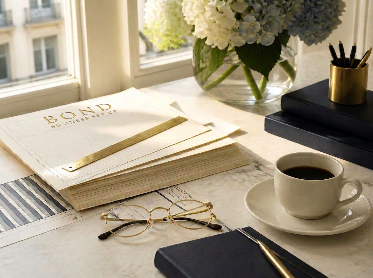 Corporate tax registration and accounting records under review at Bond's Dubai office